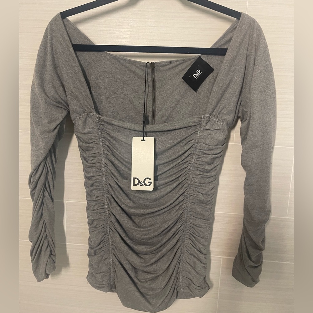 Grey silk and cotton ruched Dolce & Gabbana NEW